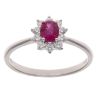 18ct White Gold 0.25ct Diamond and Ruby Cluster Ring