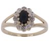 9ct Yellow Gold 0.05ct Diamond and Sapphire Cluster Ring