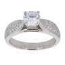 Silver Cubic Zirconia Solitaire Pave Shoulders Ring by Icesia