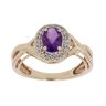 9ct Yellow Gold 0.10ct Brilliant Cut Diamond and Amethyst Cluster Ring