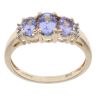 9ct Yellow Gold 0.05ct Diamond And Three Stone Tanzanite Ring