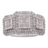 18ct White Gold 1.00ct Princess and Brilliant Cut Diamond Cluster Ring