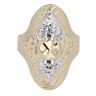 14ct Yellow and White Gold Textured Patterned Oval Ring