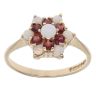 9ct Yellow Gold Garnet and Opal Cluster Ring