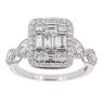 18ct White Gold 1.00ct Diamond Baguette Cluster Ring