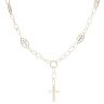 14ct Yellow and White Gold Plain and Patterned Marquise Cross Link Chain 20"