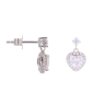 Silver Cubic Zirconia Heart Drop Earrings by Icesia
