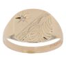 9ct Yellow Gold 0.05ct Diamond Patterned Signet Ring