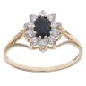 9ct Yellow Gold Sapphire and Cubic Zirconia Cluster Ring