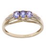 14ct Yellow Gold 0.02ct Diamond and Tanzanite Three Stone Ring