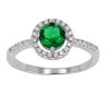 Silver Cubic Zirconia And Green Round Cluster Ring by Icesia