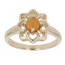 9ct Yellow Gold Orange Opal Floral Single Stone Ring