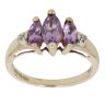 9ct Yellow Gold 0.05ct Brilliant and Marquise Cut Diamond and Amethyst Trilogy Ring