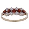 9ct Yellow Gold Cubic Zirconia and Garnet Cluster Ring