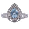 14ct White Gold 0.25ct Pear and Brilliant Cut Diamond Aquamarine Fancy Ring