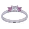 18ct White Gold 0.40ct Princess Cut Diamond And Pink Sapphire Ring