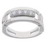 Silver Cubic Zirconia Fancy Curb Signet Ring by  Icesia
