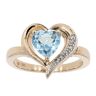 9ct Yellow Gold Created Blue Topaz and Diamond Heart Ring