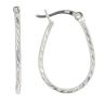 Silver Diamond Cut Oval Hoop Earrings By Icesia