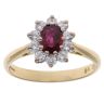 18ct Yellow Gold 0.39ct Brilliant Cut Diamond and Ruby Cluster Ring