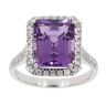 9ct White Gold Amethyst and Diamond Halo Ring