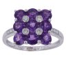 9ct White Gold 0.15ct Diamond and Amethyst Cluster Ring