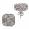 9ct White Gold 1.00ct Brilliant and Baguette Cut Diamond Cluster Stud Earrings