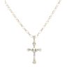 9ct Yellow and White Gold Cubic Zirconia Crucifix Pendant and Belcher Chain 18"