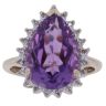 9ct Yellow Gold 0.10ct Diamond and Amethyst Cluster Ring