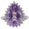 9ct Yellow Gold 0.10ct Diamond and Amethyst Cluster Ring