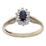 9ct Yellow Gold 0.10ct Diamond and Sapphire Cluster Ring