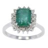 18ct White Gold Diamond and Emerald Cluster Ring by Anya Belle