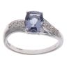 9ct White Gold 0.05ct Brilliant Cut Diamond and Lolite Solitaire Ring