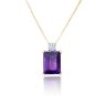 9ct Yellow Gold Natural Amethyst Lab Grown Diamond Pendant Necklace