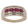 9ct Yellow Gold 0.20ct Diamond And Ruby Three Row Ring