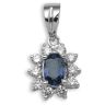 18ct White Gold Diamond 0.26ct Sapphire 0.60ct Pendant