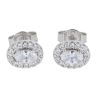 Silver Cubic Zirconia Oval Cluster Stud Earrings by Icesia