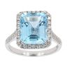 9ct White Gold Blue Topaz and Diamond Halo Ring
