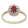 18ct Yellow Gold 0.25ct Brilliant Cut Diamond and Ruby Cluster Ring