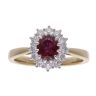 18ct Yellow And White Gold Ruby And Diamond Cluster Ring
