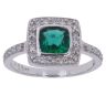 9ct White Gold 0.26ct Diamond and Created Emerald Cluster Ring