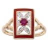 9ct Yellow Gold Red Enamel And Ruby Ring