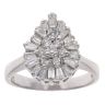 14ct White Gold Baguette And Brilliant Cut Diamond Cluster Ring