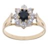 9ct Yellow Gold Sapphire and Cubic Zirconia Cluster Ring