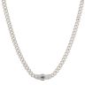 14ct Yellow Gold Monaco Curb Classic Cubic Zirconia Pave Lock Chain 18"
