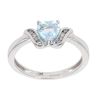 9ct White Gold Created Blue Topaz Heart And Diamond Ring