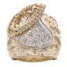 9ct Yellow Gold Cubic Zirconia Patterned Saddle Ring