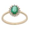 9ct Yellow Gold 0.11ct Diamond and Emerald Cluster Ring