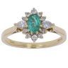 18ct Yellow Gold 0.25ct Brilliant and Pear Cut Diamond and Emerald Cluster Ring