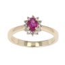Anya Belle 9ct Yellow Gold Diamond And Ruby Oval Cluster Ring